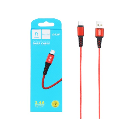 DENMEN FAST CHARGING DATA CABLE D02V FOR MICRO 2.4A RED